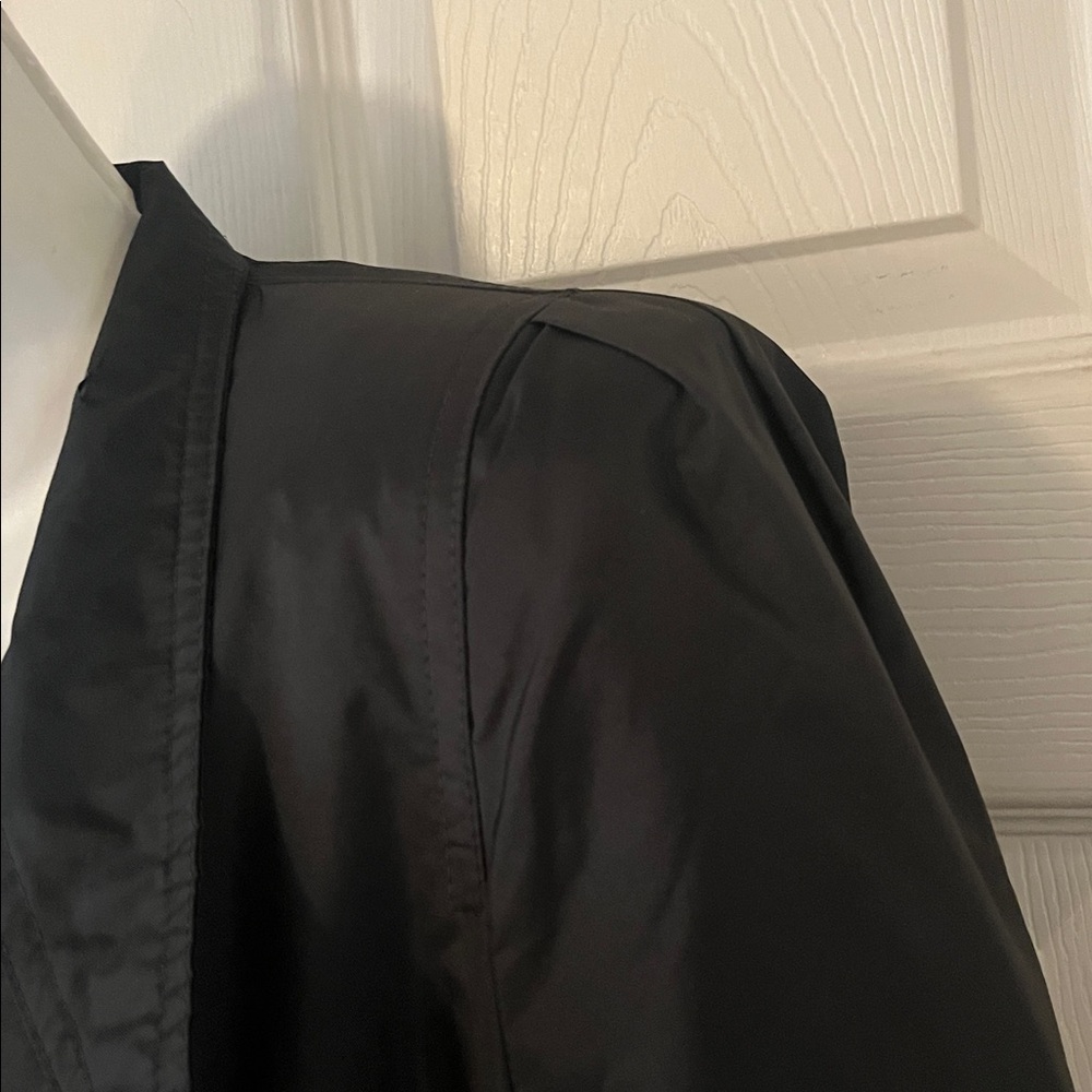 Luba Vintage Womans Black Nyon Asymmetrical Long Quilted Trench Rain Coat 9/10 - Picture 5 of 15
